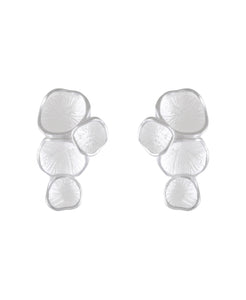 Organic Petal Cluster Sandblasted Silver Stud Earrings - Model 1257-002