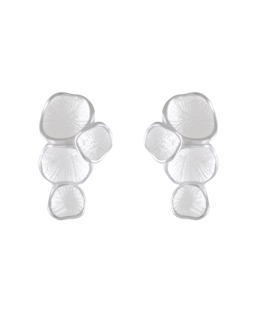 Organic Petal Cluster Sandblasted Silver Stud Earrings - Model 1257-002