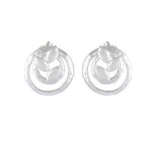 Spiral Petal Embrace Sandblasted Silver Earrings - Model 1257-007
