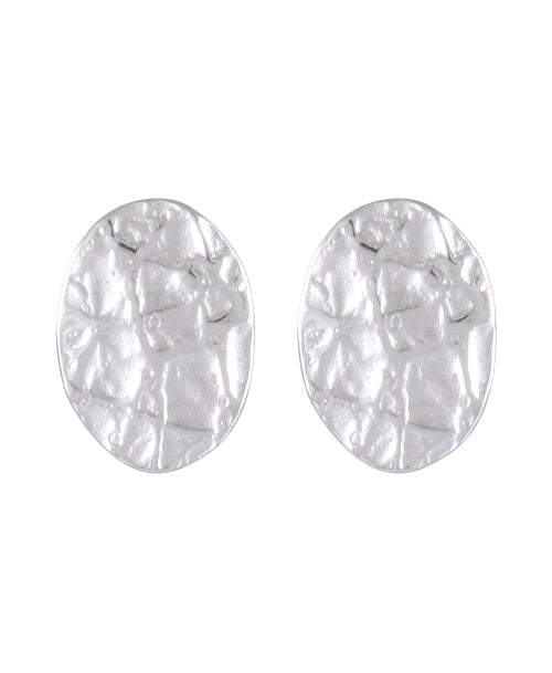 Crinkled Foil Texture Sandblasted Silver Stud Earrings - Model 1257-013