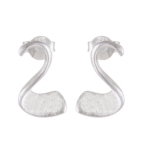 Contemporary Brushed Silver Swirl Earrings  - Model 1257-016