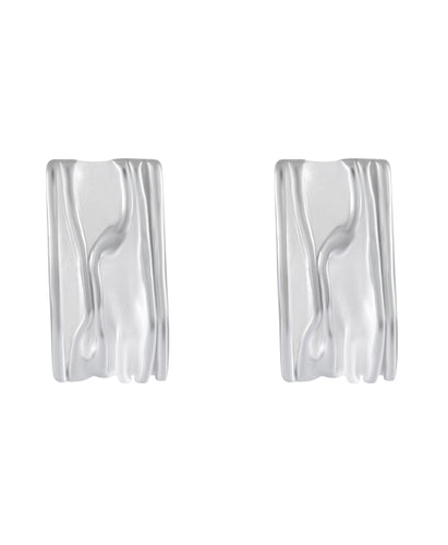 Textured Matte Silver Stud Earrings - Model 1257-017