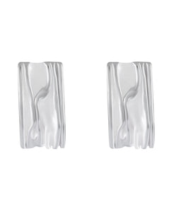 Textured Matte Silver Stud Earrings - Model 1257-017