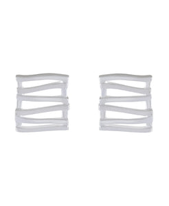 Geometric Layered Silver Bar Earrings - Model 1257-018
