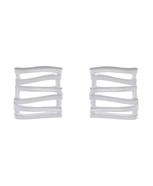 Geometric Layered Silver Bar Earrings - Model 1257-018