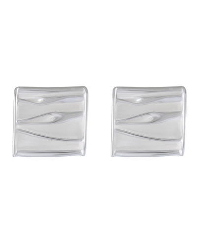 Sculptural Satin-Finish Silver Stud Earrings - Model 1257-019