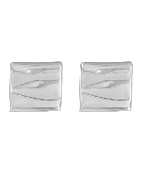 Sculptural Satin-Finish Silver Stud Earrings - Model 1257-019
