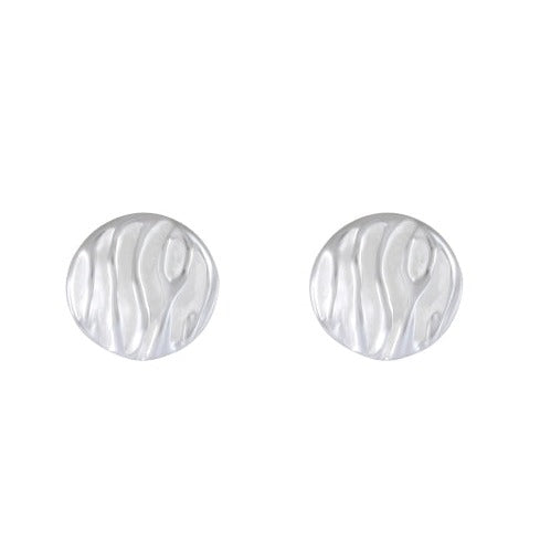 Organic Waves Matte Silver Stud Earrings - Model 1257-020
