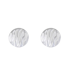 Organic Waves Matte Silver Stud Earrings - Model 1257-020