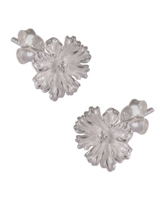 Blossom-Inspired Satin Silver Stud Earrings - Model 1257-021