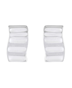 Sleek Tiered Matte Silver Stud Earrings - Model 1257-022