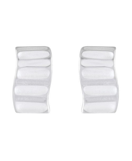 Sleek Tiered Matte Silver Stud Earrings - Model 1257-022