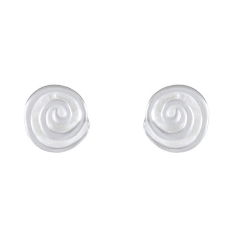 Spiral Elegance Matte Silver Stud Earrings - Model 1257-025