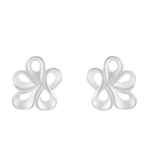 Floral Sandblasted Matte Silver Stud Earrings - Model 1257-028