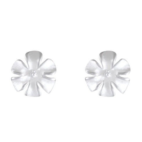 Silver Blossom Matte Stud Earrings - Model 1257-031
