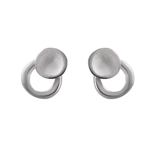 Satin-Finish Lunar Sterling Silver Studs - Model 1257-039
