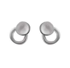 Satin-Finish Lunar Sterling Silver Studs - Model 1257-039
