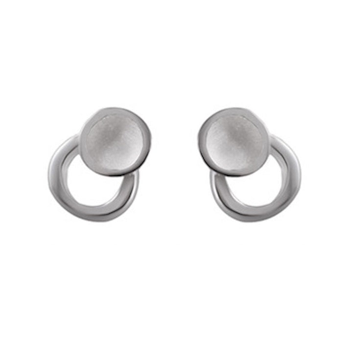Satin-Finish Lunar Sterling Silver Studs - Model 1257-039