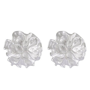 Whimsical Floral Sandblast Sterling Silver Studs - Model 1257-041