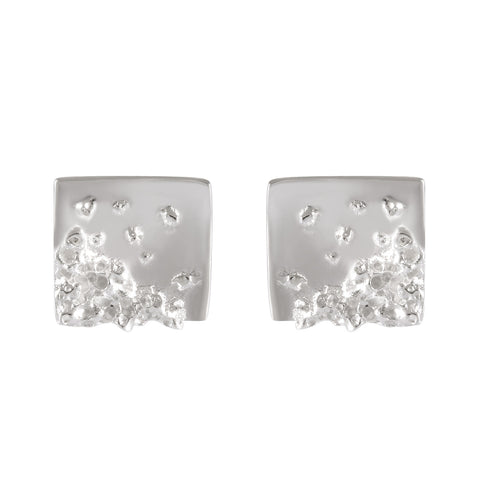 Pebble Mosaic Sandblast Sterling Silver Studs - Model 1257-044