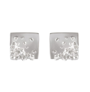 Pebble Mosaic Sandblast Sterling Silver Studs - Model 1257-044