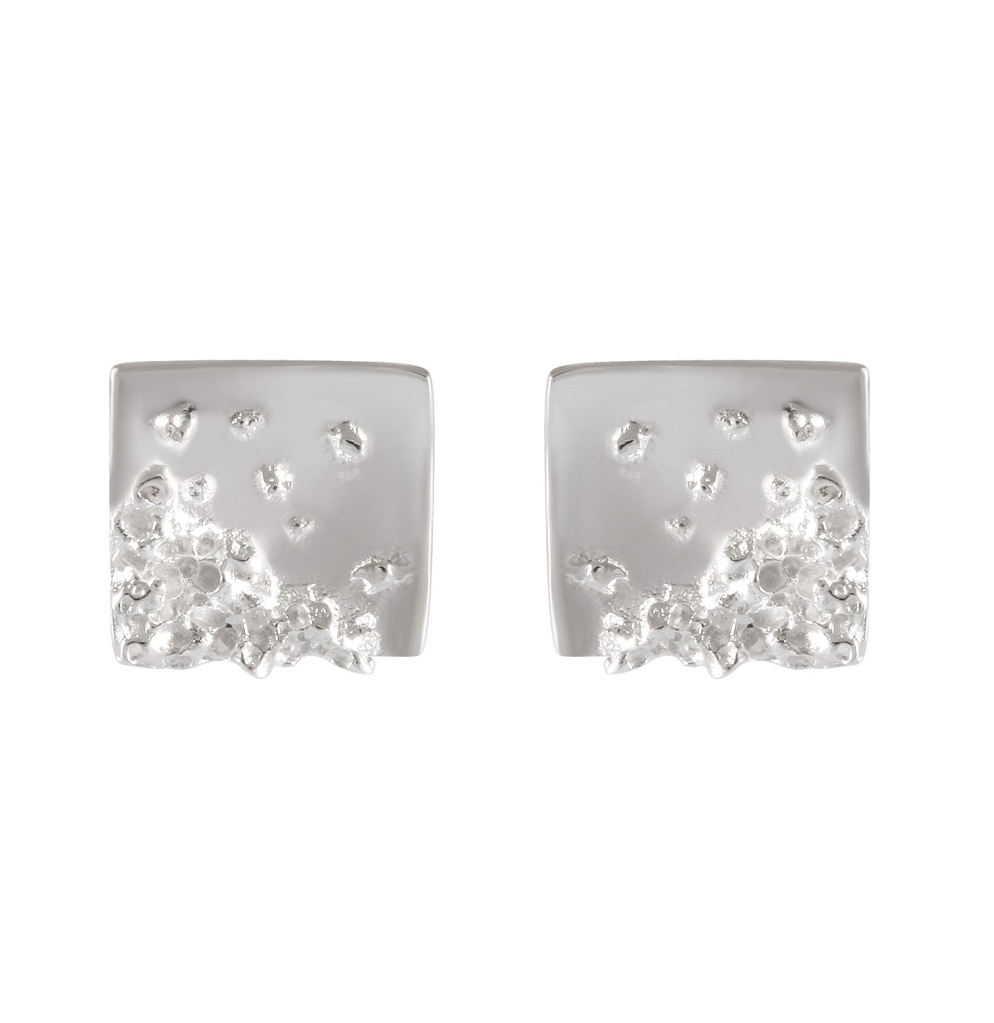 Pebble Mosaic Sandblast Sterling Silver Studs - Model 1257-044