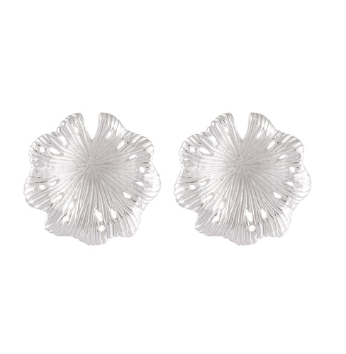 Radiant Hibiscus Sandblast Sterling Silver Studs - Model 1257-046