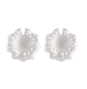 Radiant Hibiscus Sandblast Sterling Silver Studs - Model 1257-046