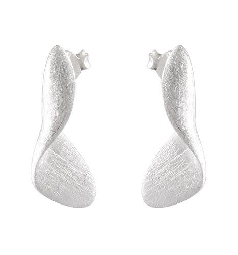 Sculptural Sand brushed Sterling Silver Twist Earrings - Model 1257-049