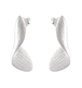 Sculptural Sand brushed Sterling Silver Twist Earrings - Model 1257-049