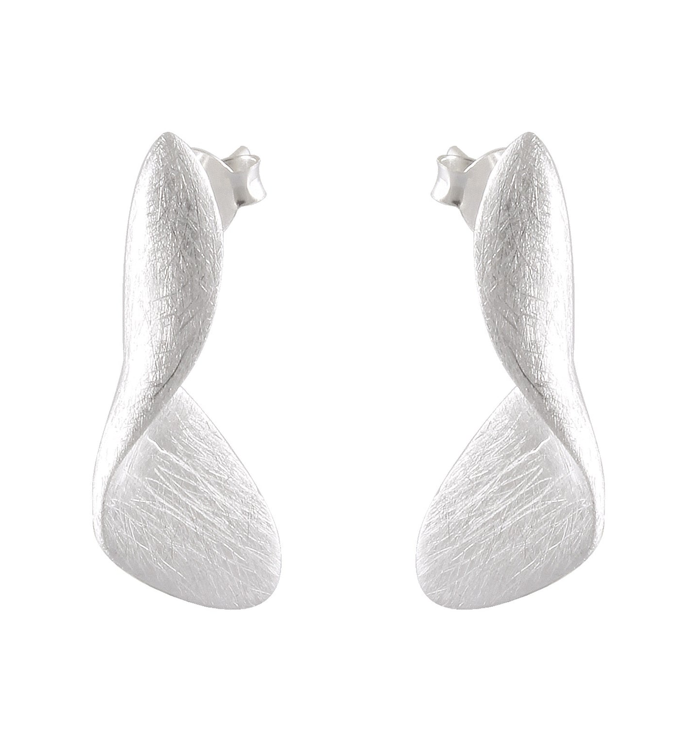 Sculptural Sand brushed Sterling Silver Twist Earrings - Model 1257-049