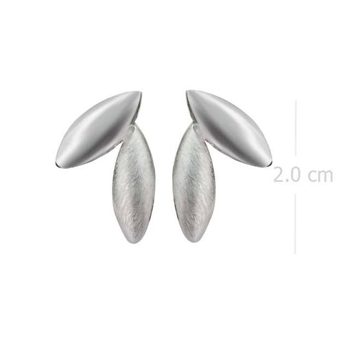 Sleek Bimetallic Sandbrushed Leaf Earrings - Model 1257-055