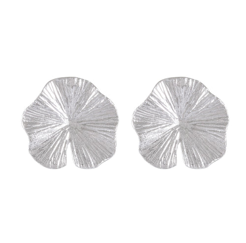 Radiant Lotus Leaf Sandbrushed Sterling Silver Studs - Model 1257-060