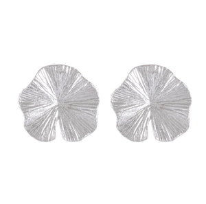 Radiant Lotus Leaf Sandbrushed Sterling Silver Studs - Model 1257-060