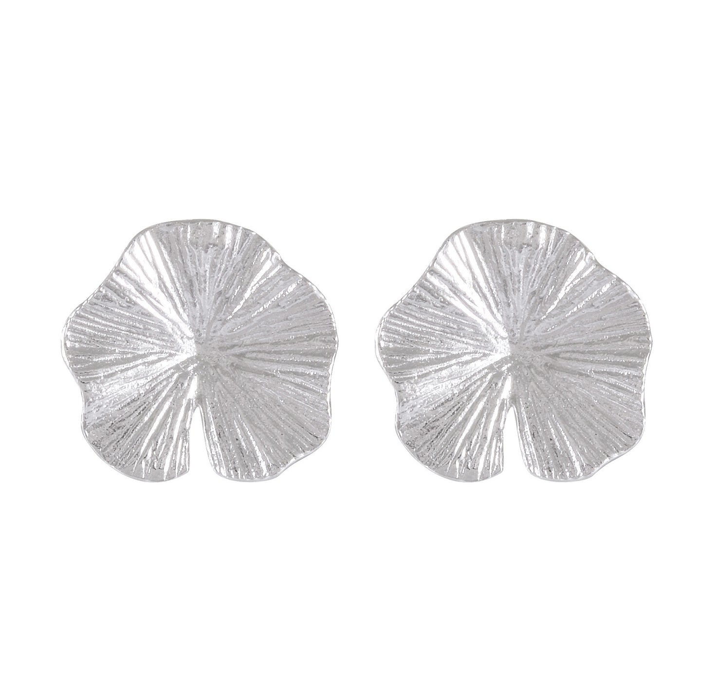 Radiant Lotus Leaf Sandbrushed Sterling Silver Studs - Model 1257-060