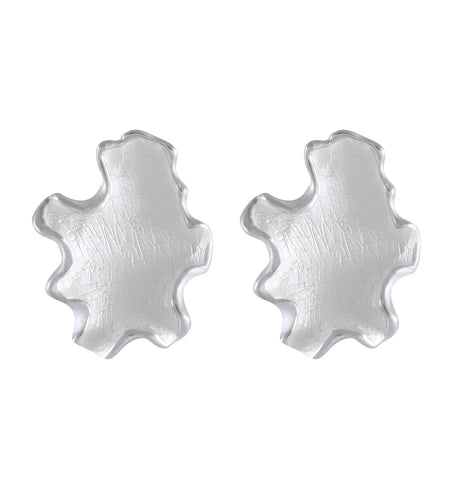 Whimsical Sandbrushed Silver Leaf Earrings - Model 1257-062