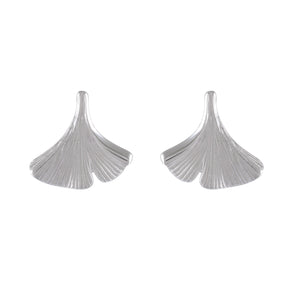 Satin Ginkgo Leaf Sterling Silver Earrings - Model 1257-063