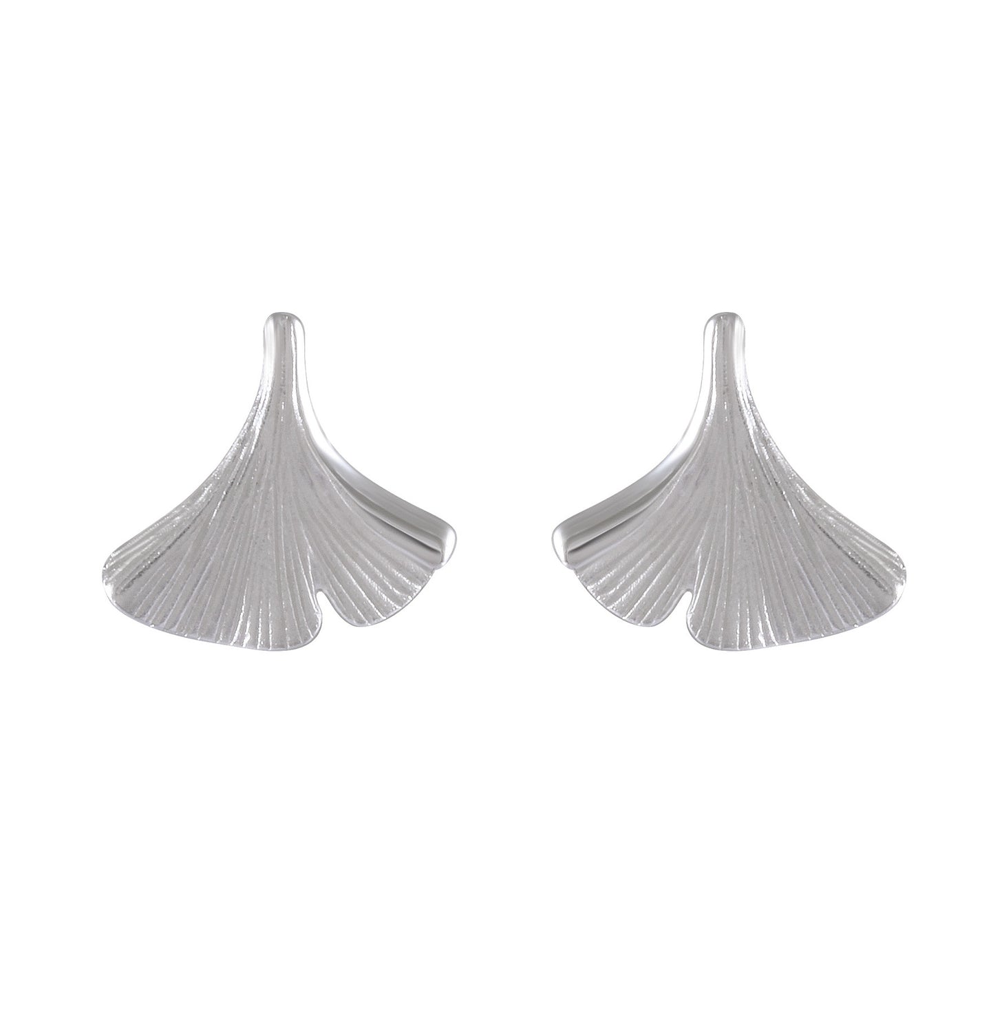 Satin Ginkgo Leaf Sterling Silver Earrings - Model 1257-063