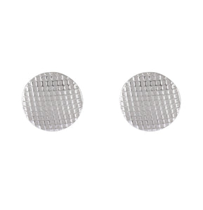 Textured Checker Sterling Silver Disc Earrings - Model 1257-064