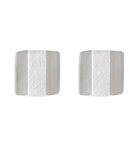 Contemporary Dual Finish Sterling Silver Studs - Model 1257-065