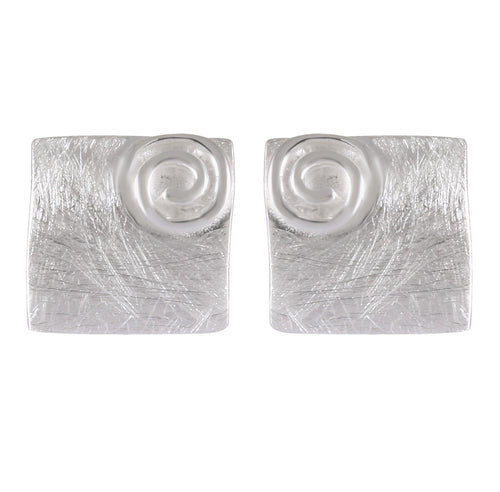 Spiral Whispers Sandbrushed Sterling Silver Earrings - Model 1257-073