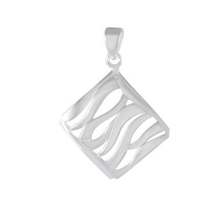 Necklace with Pendant Abstract Waves Sterling Silver - Model 131-022