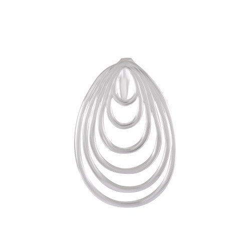 Necklace with Pendant Modern Teardrop Swirl Sterling Silver - Fluid Elegance - Model 131-038