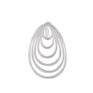 Necklace with Pendant Modern Teardrop Swirl Sterling Silver - Fluid Elegance - Model 131-038