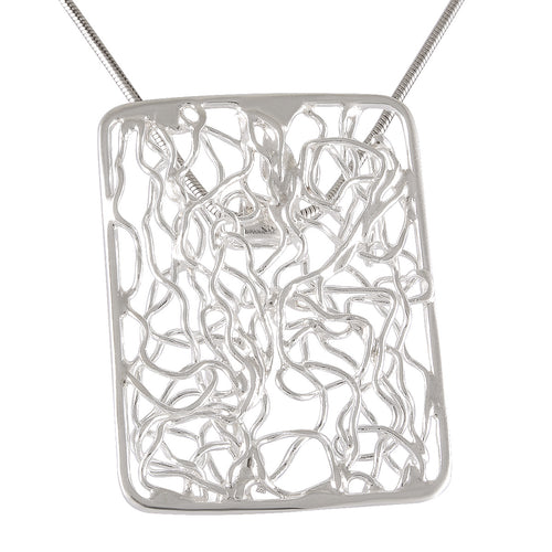 Necklace with Pendant Abstract Sterling Silver Network - Interconnected Elegance - Model 131-052