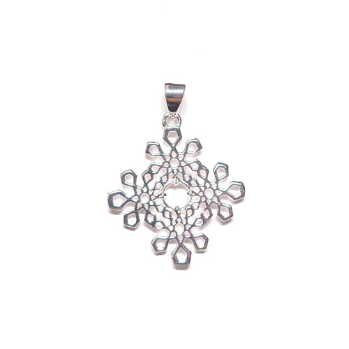 Necklace with Pendant Geometric Snowflake Sterling Silver - Winter's Whisper - Model 131-057