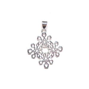 Necklace with Pendant Geometric Snowflake Sterling Silver - Winter's Whisper - Model 131-057