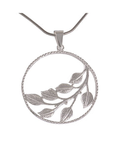 Necklace with Pendant Silver Laurel Wreath - Grecian Foliage Elegance - Model 131-060