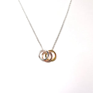 Necklace with Pendant Tri-Tone Interlocking Circles - Harmony in Unity - Model 131-061