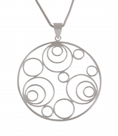 Necklace with Pendant Circular Harmony Silver - Spirals and Hoops, Modern Artisan - Model 131-076